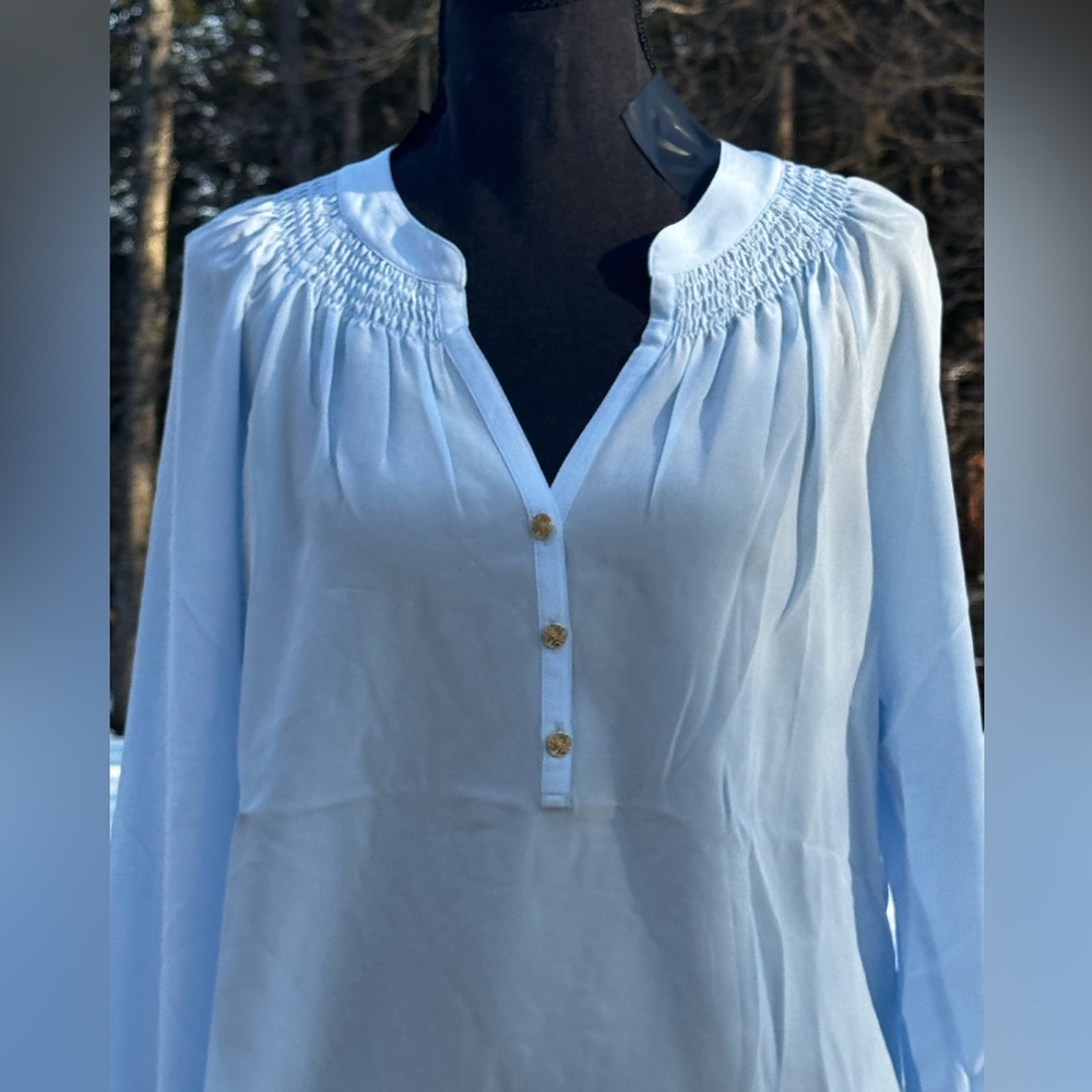 Lilly Pulitzer New Elsa Sky Blue Blouse Size Large - Picture 4 of 10